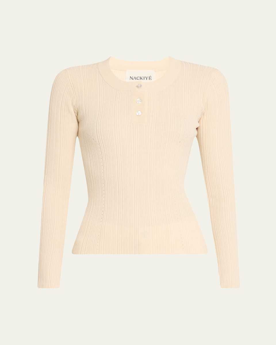 Long Sleeve Fine Ribbed Knit Top